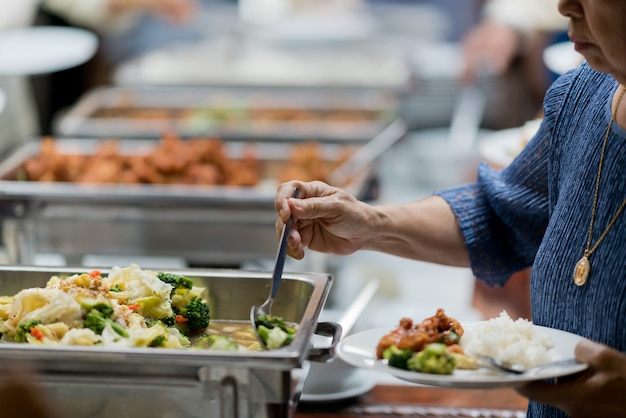 Close up on food serving at an event