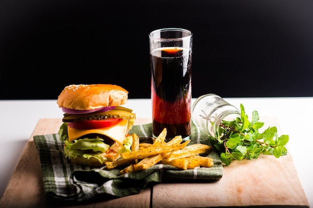 Close-up of food on table against black background