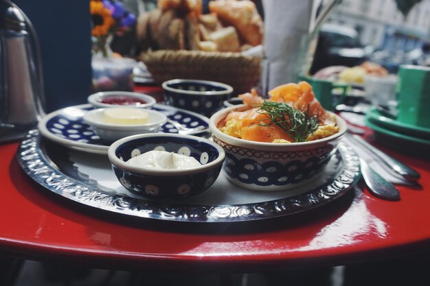 Close-up of food on table in restaurant