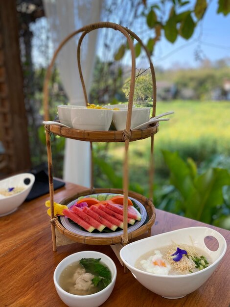 Close-up of food on table