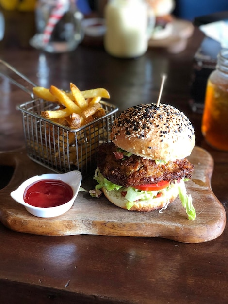 Close-up of food on table