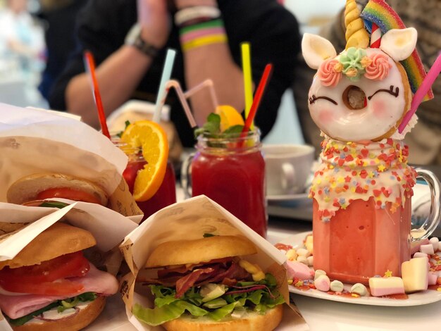 Close-up of food on table