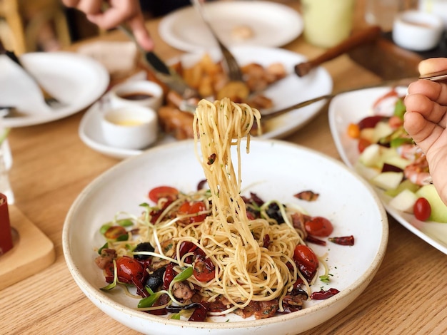 Close-up of food on table