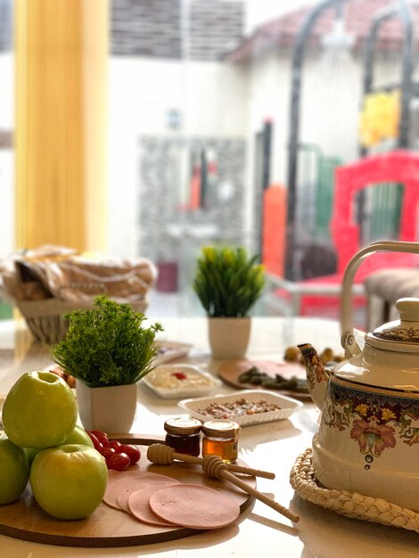 Close-up of food on table