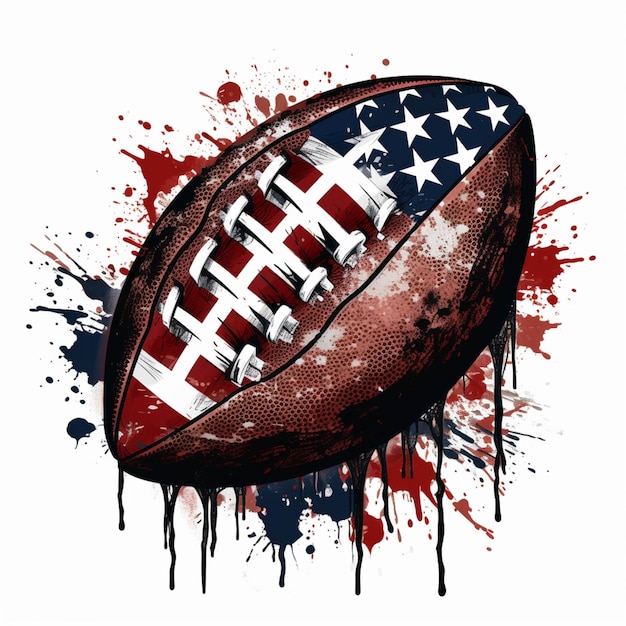 A close up of a football with a flag on it generative ai