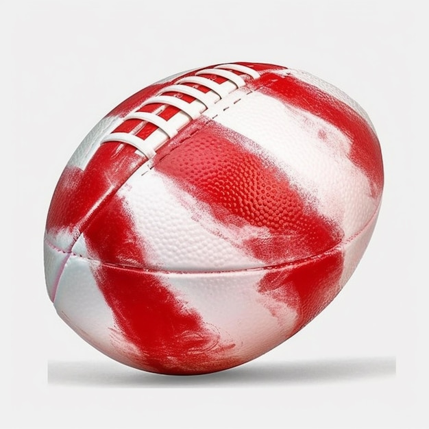 A close up of a football with a red and white stripe generative ai