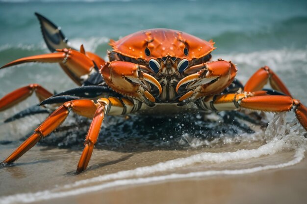 Close-up foto grappige kleine krab met grote ogen zeezoogdier op het eiland Koh Samui in Thailand