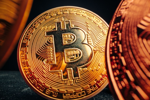 Close-up foto van bitcoin crypto-valuta