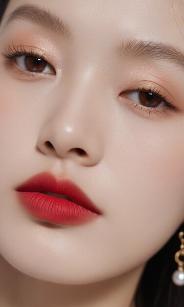 Close-up foto van een Aziatisch model met een mooi gezicht met sieraden aan
