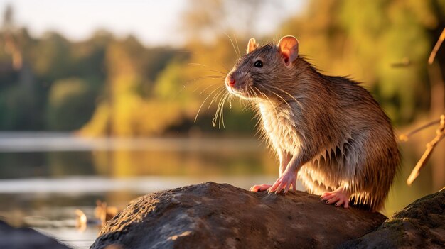 Close-up foto van een Cane Rat die in hun leefomgeving kijkt