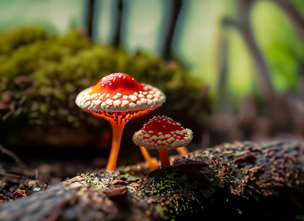 Close-up foto van een kleine vlieg agaric paddenstoel