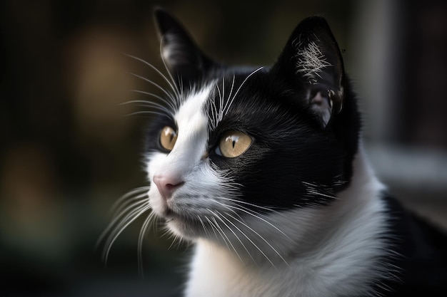 Close-up foto van een Tuxedo Cat generatieve AI