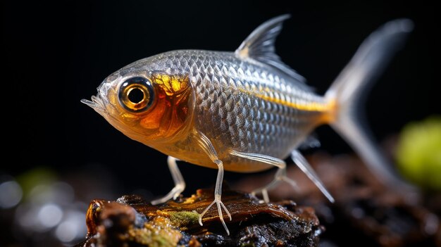 Foto close-up foto van een x-ray tetra die in welke richting dan ook kijkt