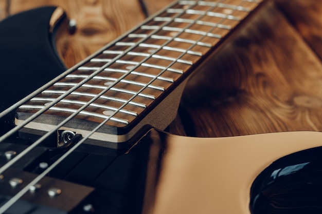 Close-up foto van elektrische gitaar toets