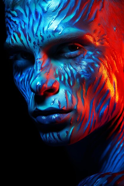 Close-up foto van mannelijk model met neon body art