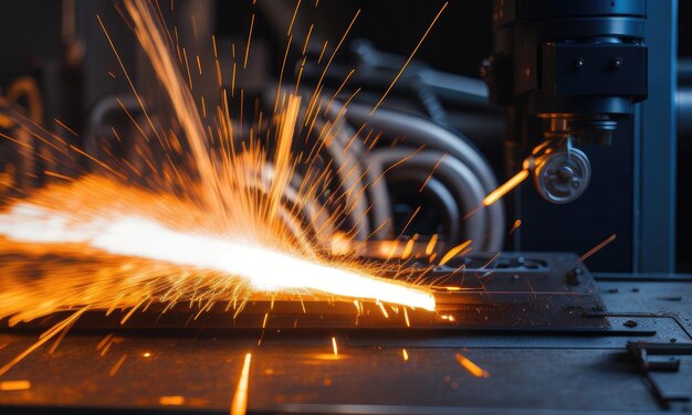 Close-up foto van Plasma Cutter in een staalfabriek