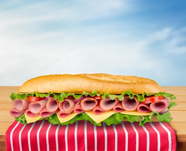 Close-up foto van verse Sandwich met groenten en vlees