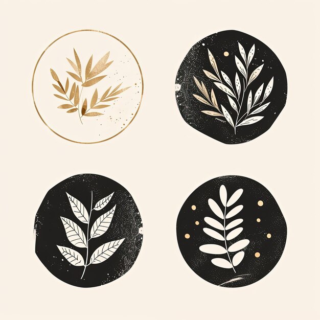 a close up of four different designs of leaves on a white background