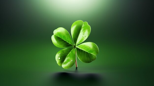 Photo a close up of a four leaf clover with water droplets generative ai