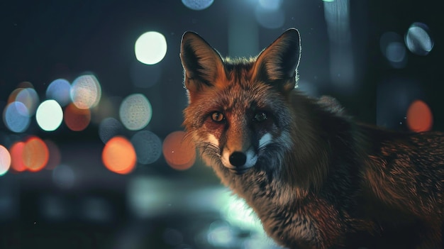 Close up of a fox on a city street