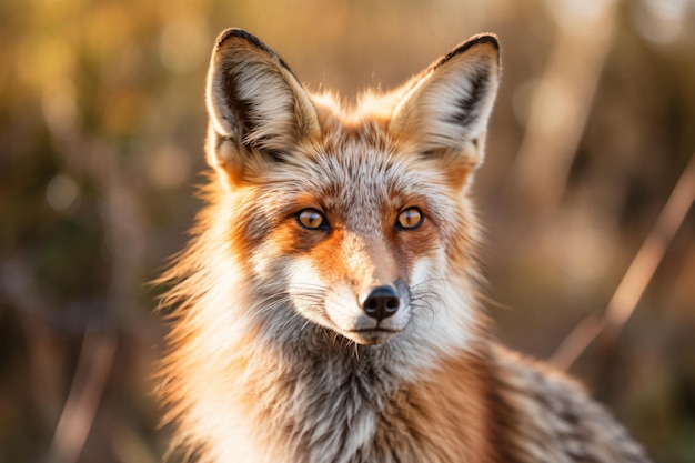 a close up of a fox with a blurry background