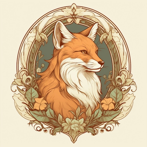 a close up of a fox with a long beard and a wreath generative ai