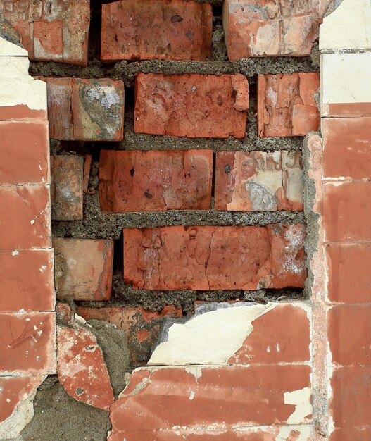 Close up fragment of an ancient brick wall