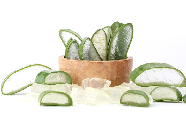 Close up fresh aloe vera cut into pieces