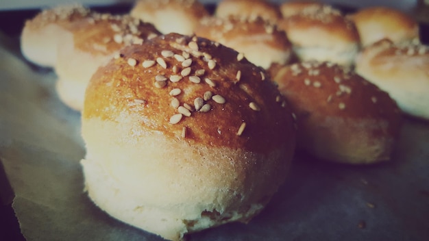 Photo close-up of fresh baked pogaca