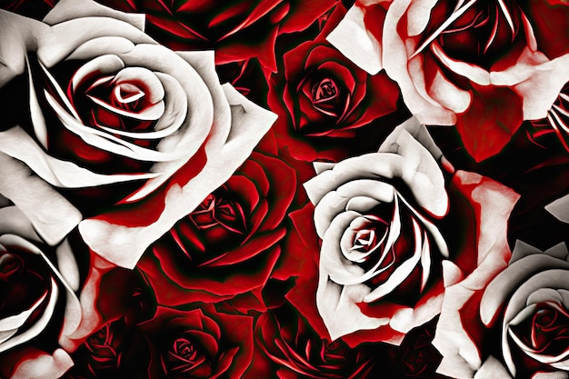 Close up of fresh dark red roses used as a background texture