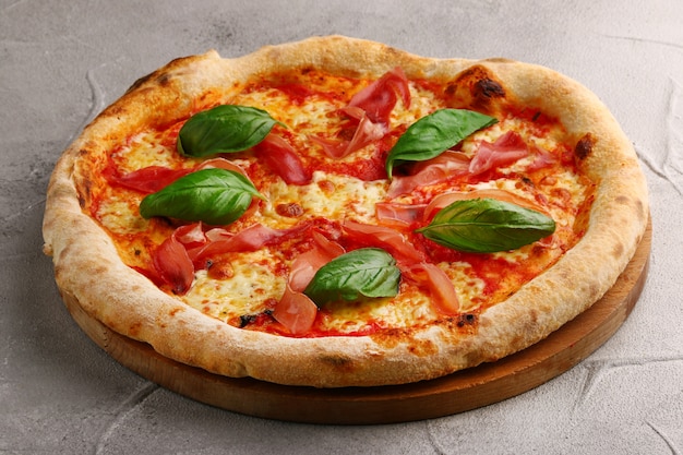 Close-up of fresh delicious pizza