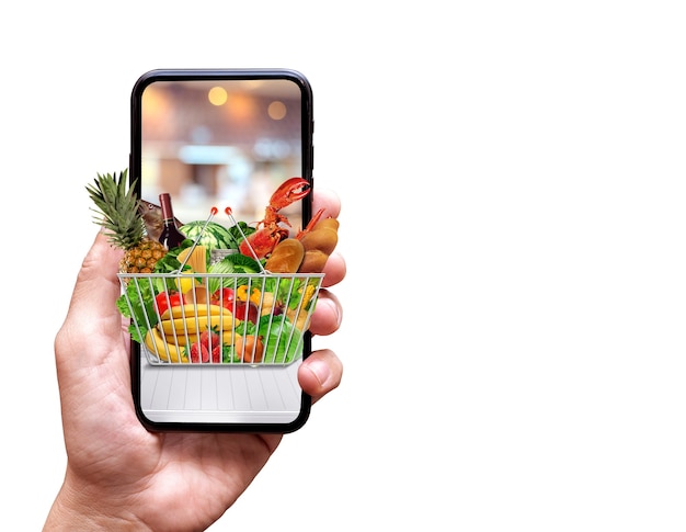 Photo close up on fresh food delivery concept