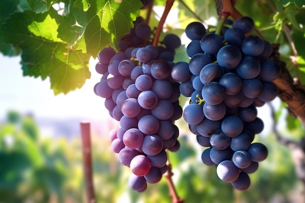 close up fresh grape on the tree at sunny day