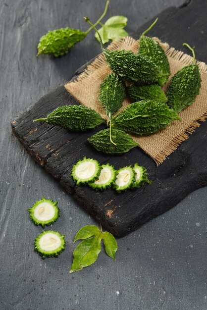 Close-up of fresh green Bitter Gourd