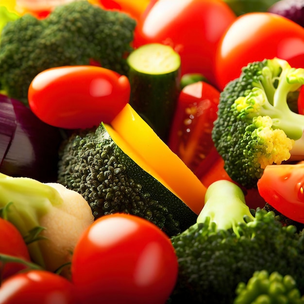 Крупный план свежей разноцветной овощной еды