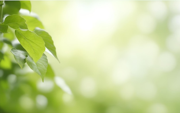 Близкий свежий вид природы зеленого листа на размытом зеленом фоне в саду Генеративный ИИ