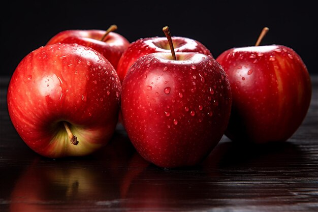 Close up of fresh red apples on a table