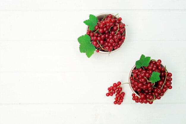 Close-up of fresh red currant berries