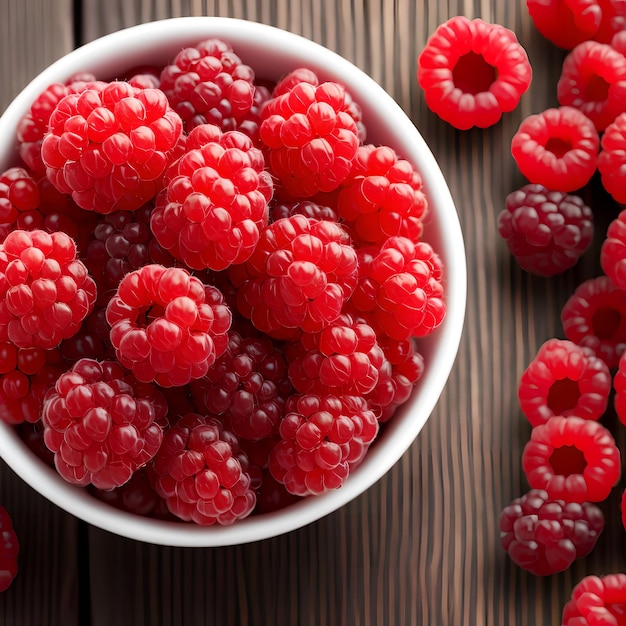 Close up of fresh Red Raspberries generative art by AI