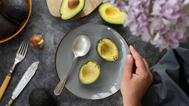 Close-up of fresh and ripe avocado