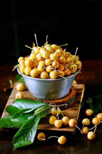 Close-up of fresh ripe cherries