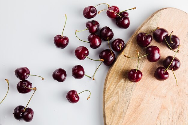 Close up of fresh and ripe cherry fruits