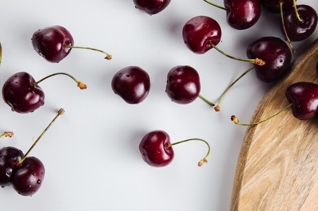 Close up of fresh and ripe cherry fruits