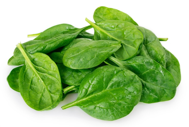 Photo close up fresh spinach isolated