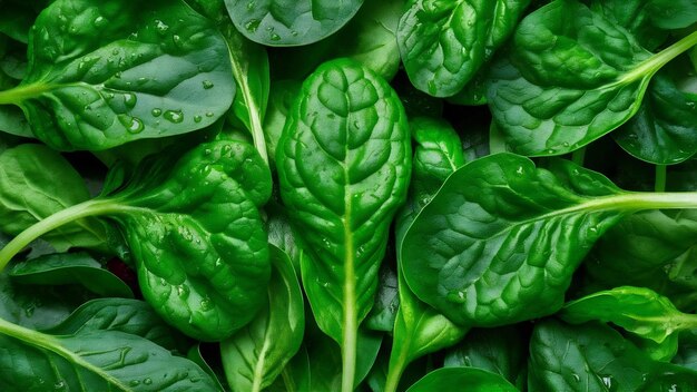 Close up of fresh spinach leaves