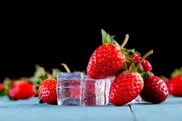 Close up fresh strawberries on table