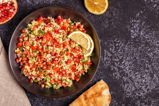 Close-up of fresh tabbouleh salad