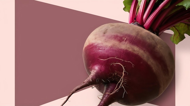 Photo a close up of a freshly harvested beetroot showcasing its deep maroon color and slightly glossy su