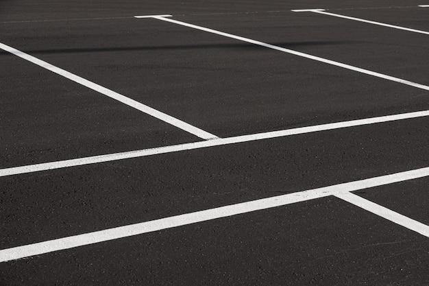 Close-up of a freshly marked parking lot