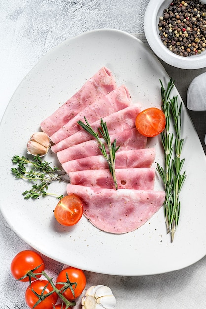 Close-up of freshly sliced ham